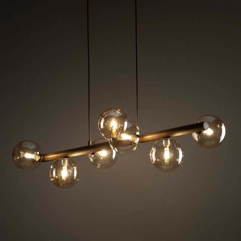 Lampa TK-Lighting Estera Wood Orzech Bursztyn Lampa Wisząca 7Xg9