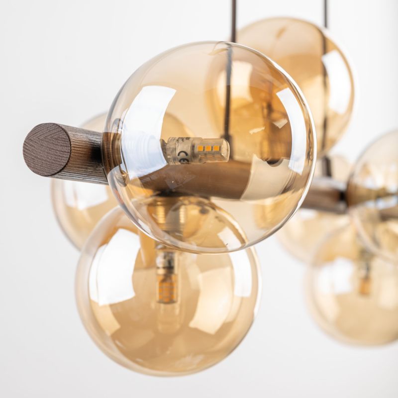 即購入OK! Lampa TK-Lighting Estera Wood Orzech Bursztyn Lampa Wisząca 7Xg9