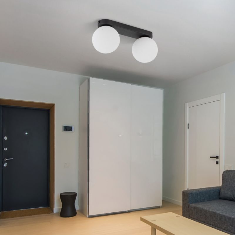 Lampa TK Lighting Mini Sufitowy plafon czarny białe klosze kulki -1szt.