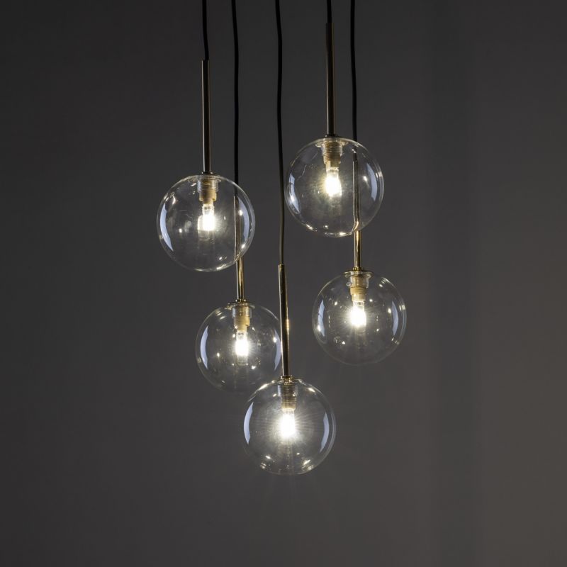 Lampa TK-Lighting Nilos Black / Gold Wisząca 5 - 1 szt.
