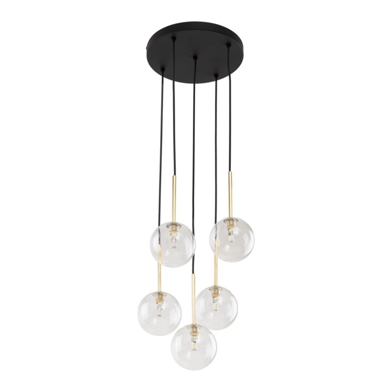 Lampa TK-Lighting Nilos Black / Gold Wisząca 5 - 1 szt.