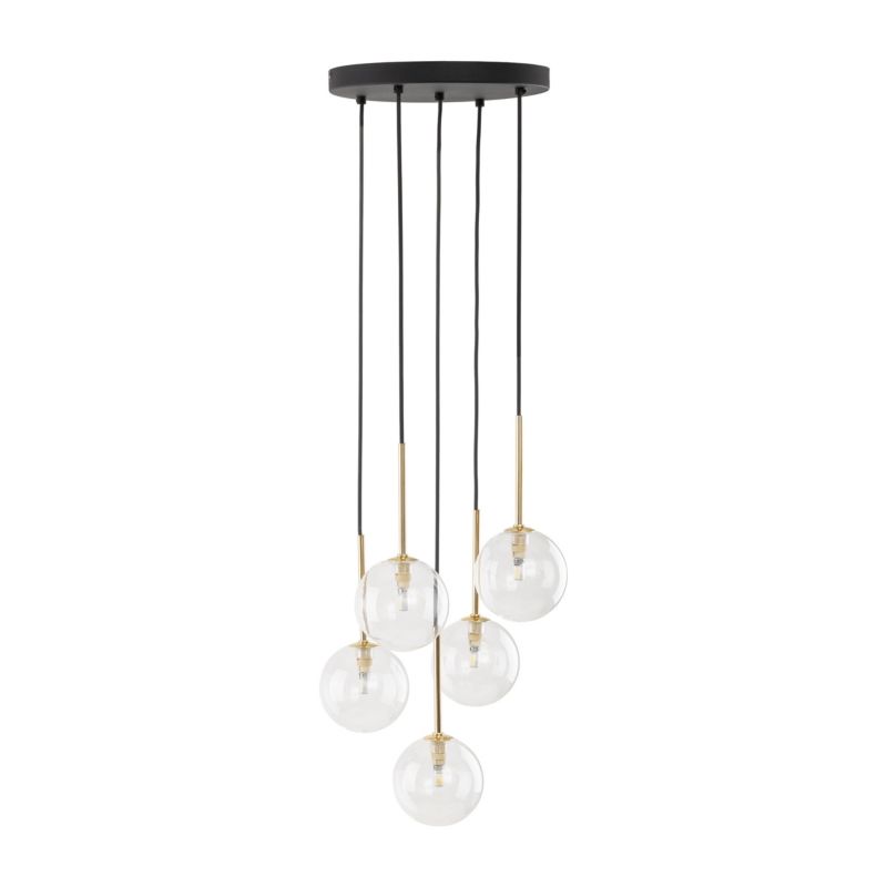 Lampa TK-Lighting Nilos Black / Gold Wisząca 5 - 1 szt.