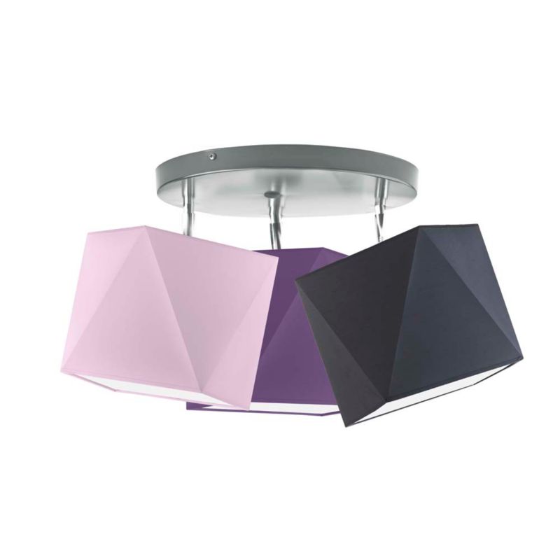 Lampa Volta Light Factory żyrandol plafon sufitowa z abażurami diament Jasny fioletowy, szary, fioletowy BURNE P3 1szt.