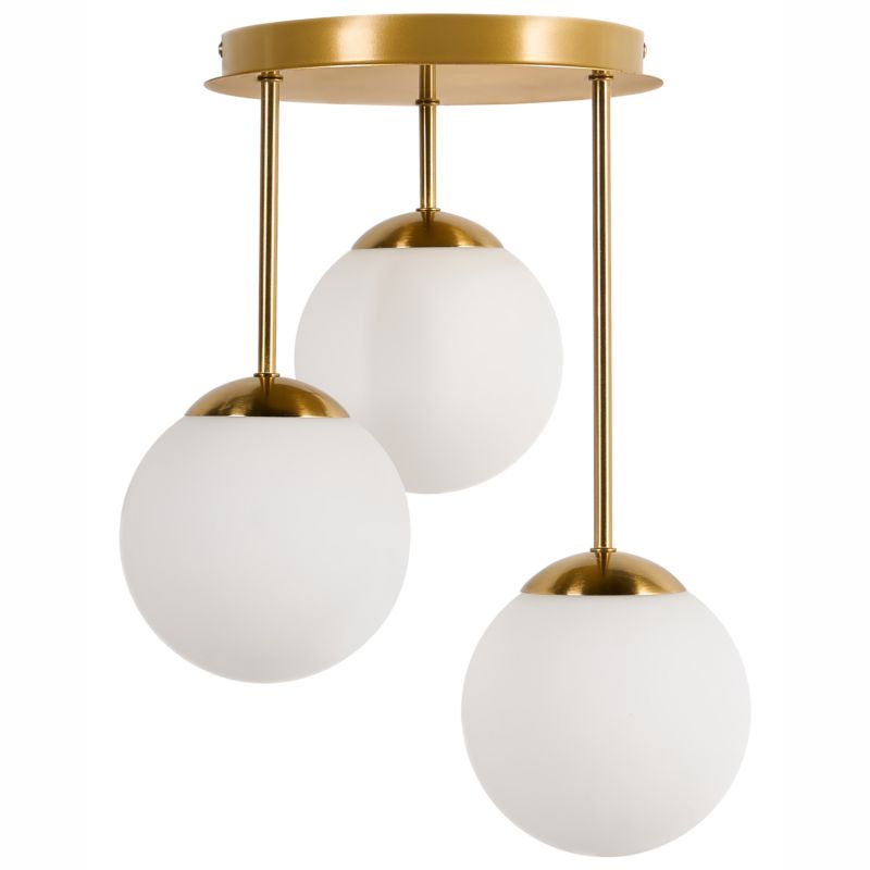 Lampa wisząca 3-punktowa Riana Szkło Metal Mosiężny 1 szt.