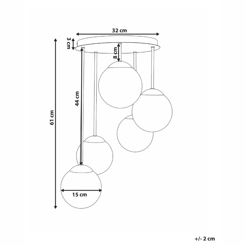 Lampa wisząca 5-punktowa Riana Szkło Czarny 1 szt.
