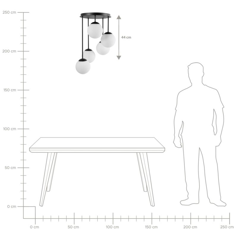 Lampa wisząca 5-punktowa Riana Szkło Czarny 1 szt.