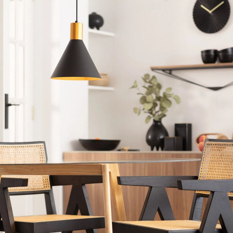 Lampa wisząca Abruzzo Librio czarno-złota punktowa nad stół wyspę bar 1xE27 x 40W 1 szt.