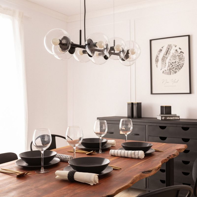 Lampa wisząca Abruzzo Porto czarno-przezroczysty wym: 91 x 97 x 41 cm 8xE14 x 25W 1 szt.