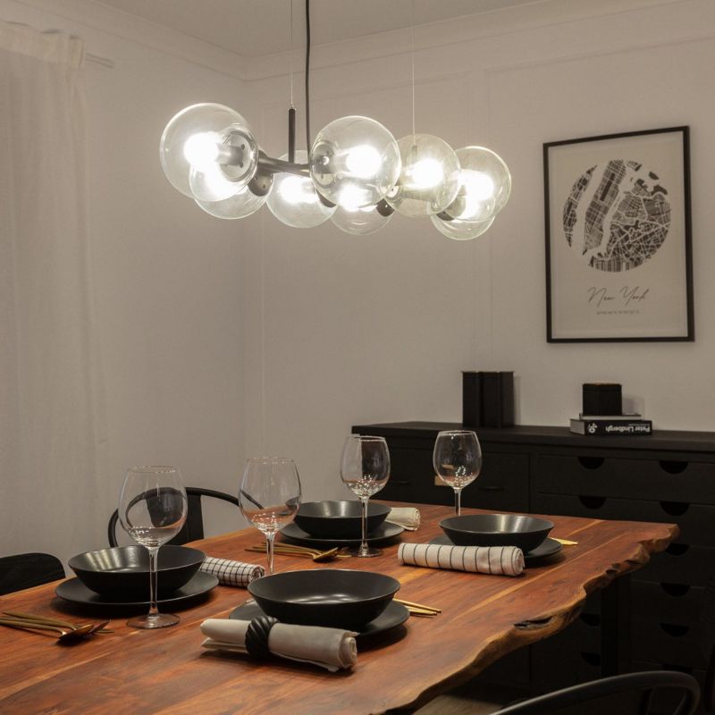 Lampa wisząca Abruzzo Porto czarno-przezroczysty wym: 91 x 97 x 41 cm 8xE14 x 25W 1 szt.
