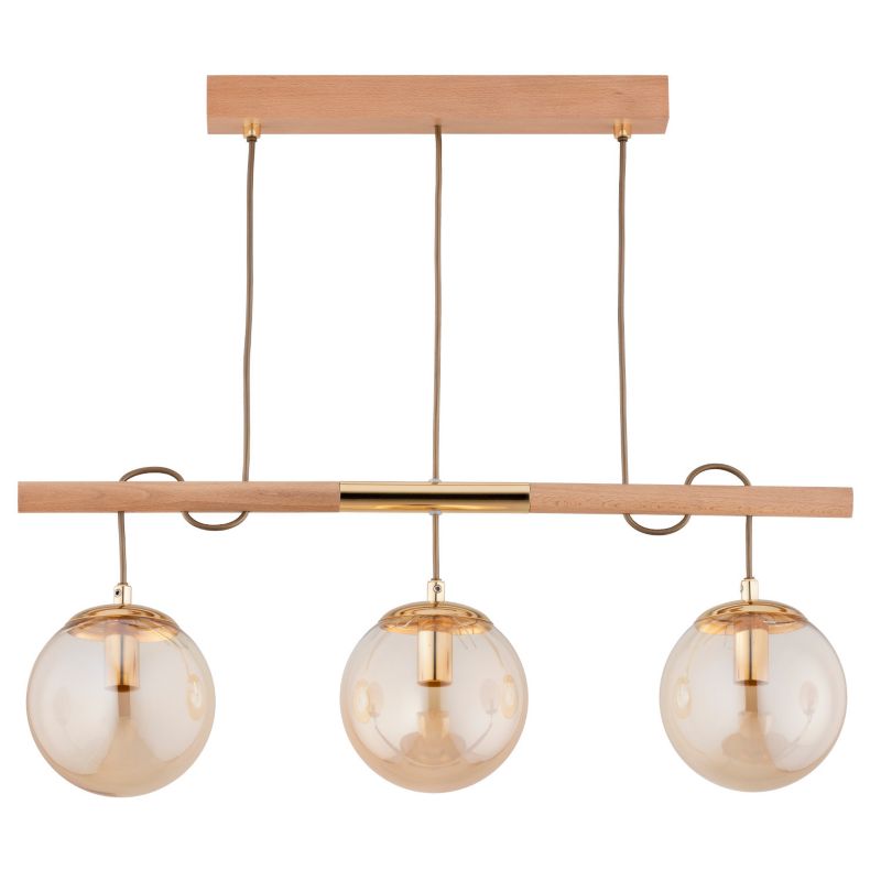 Lampa wisząca Alfa AXA jasne drewno-złota-bursztynowy 3xE14x10W IP20 wym:70x66x15cm - 1 szt.
