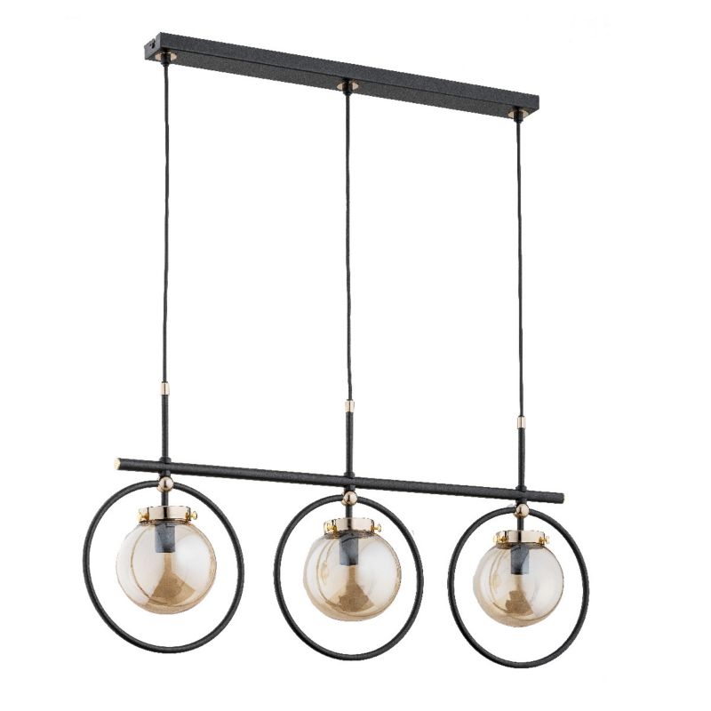 Lampa wisząca Alfa EMIKO czarno-bursztynowy-złota 3xE14x10W wym:85x80x13cm IP20 -1 szt.