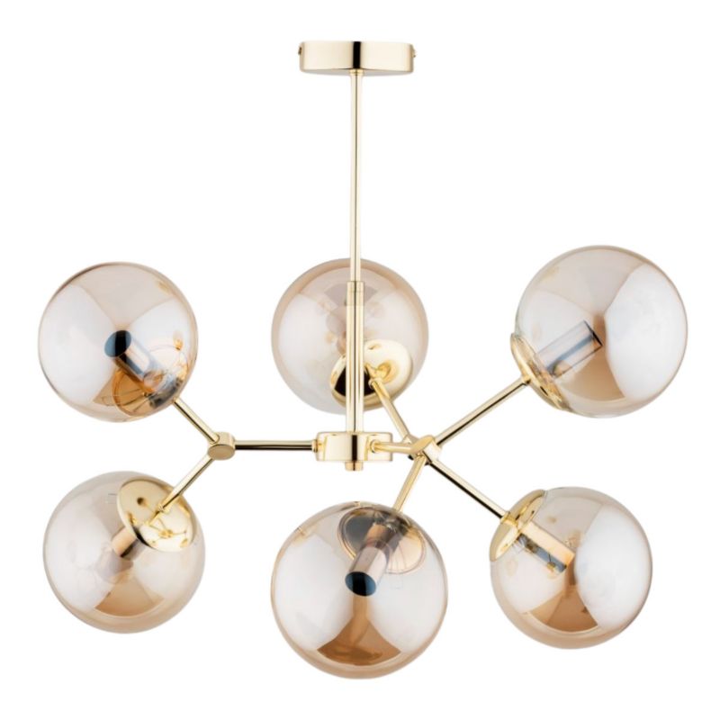 Lampa wisząca Alfa FOTON złoto-bursztynowy 6xE14x10W wym:51x58x58cm IP20 -1 szt.