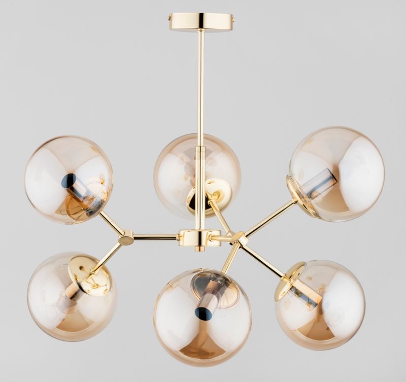 Lampa wisząca Alfa FOTON złoto-bursztynowy 6xE14x10W wym:51x58x58cm IP20 -1 szt.
