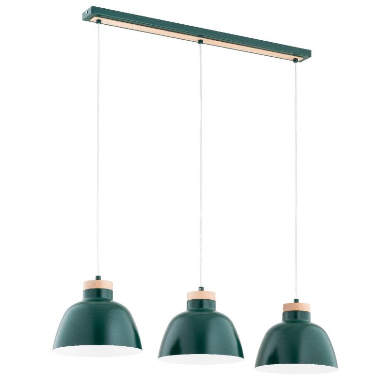 Lampa wisząca Alfa Lorien 3927 zielona - jasne drewno do kuchni 3xE27 x 15W 1 szt.