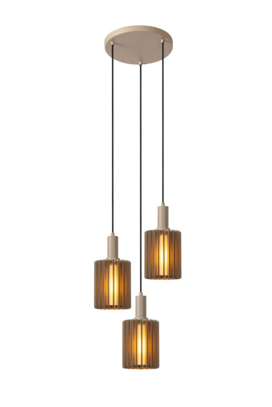 Lampa wisząca aluminiowe lamelki Lucide LAMBRES szara 3xE27x40W IP20 wym:150x40x40cm - 1 szt.