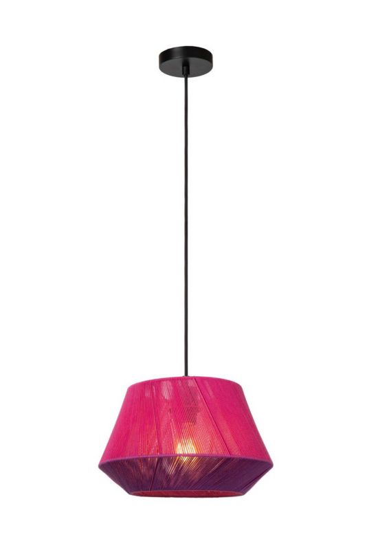 Lampa wisząca bawełniany sznurkowy klosz Lucide JESSICA fioletowo-różowa 1xE27x60W IP20 wym:154,5x30x30cm - 1 szt.