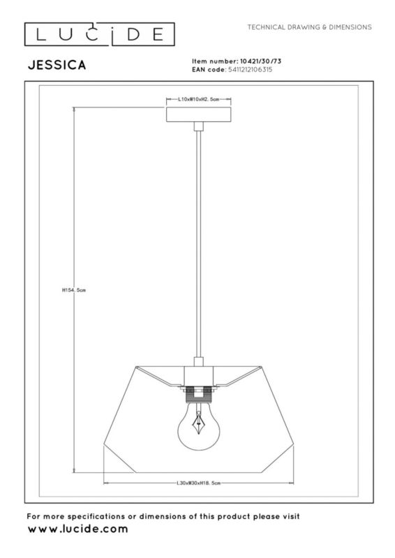 Lampa wisząca bawełniany sznurkowy klosz Lucide JESSICA żółto-pomarańczowa 1xE27x60W IP20 wym:154,5x30x30cm - 1 szt.