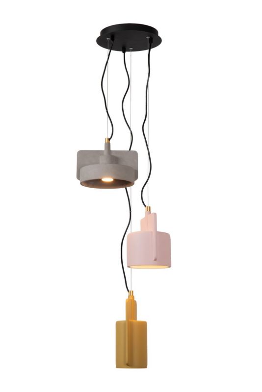 Lampa wisząca betonowe klosze Lucide NINJA multikolor 3xE27x40W IP20 wym:120x25x25cm - 1 szt.