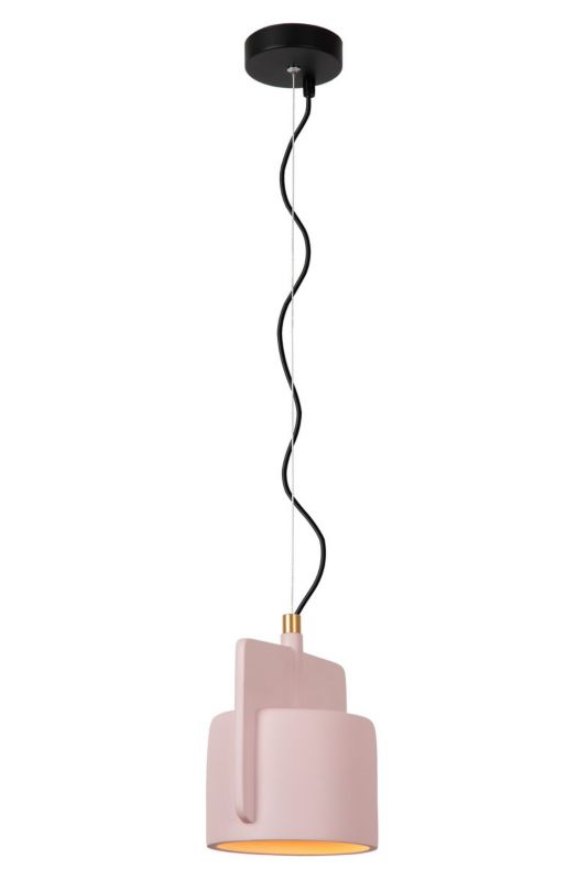 Lampa wisząca betonowy klosz Lucide NINJA różowo-czarna 1xE27x40W IP20 wym:120x19x16cm - 1 szt.