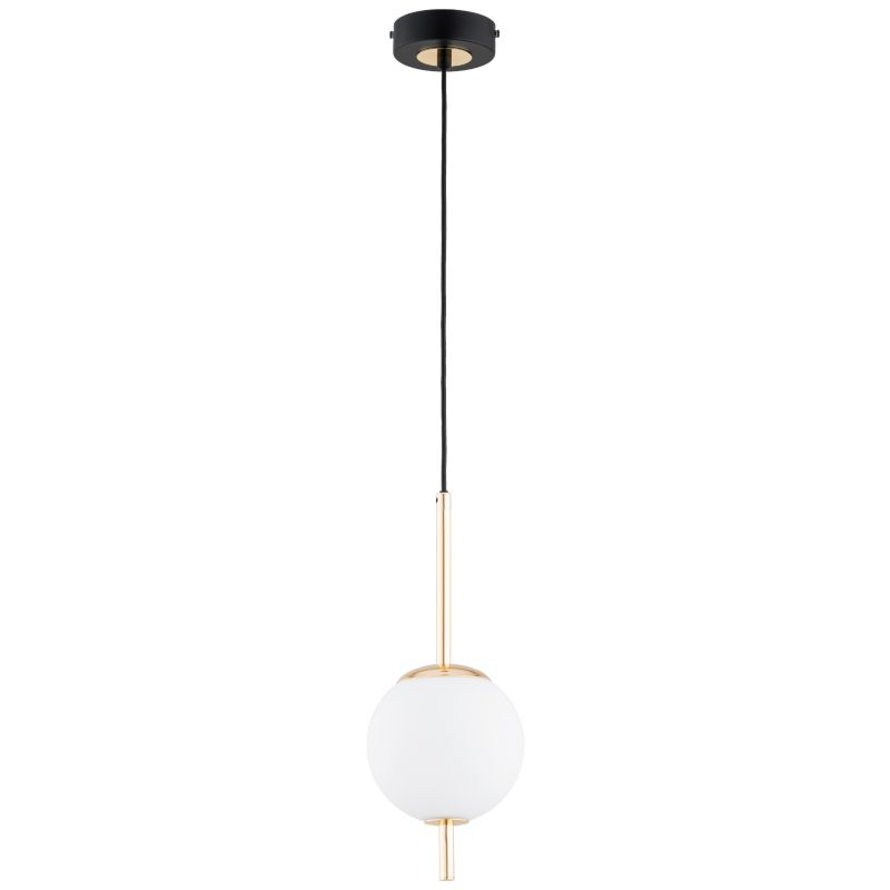 Lampa wisząca biała kula na sticku Alfa DIORA czarna 1xE14x10W IP20 wym:85x15x15cm - 1 szt.