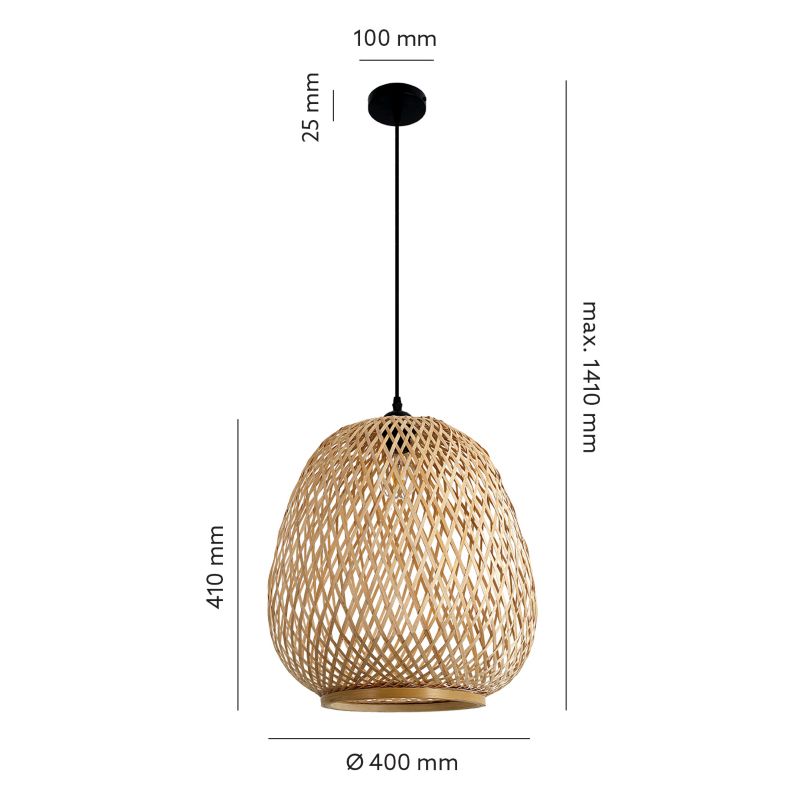 Lampa wisząca Boho Barso Kobi Bambus Naturalny 1xE27 1szt.
