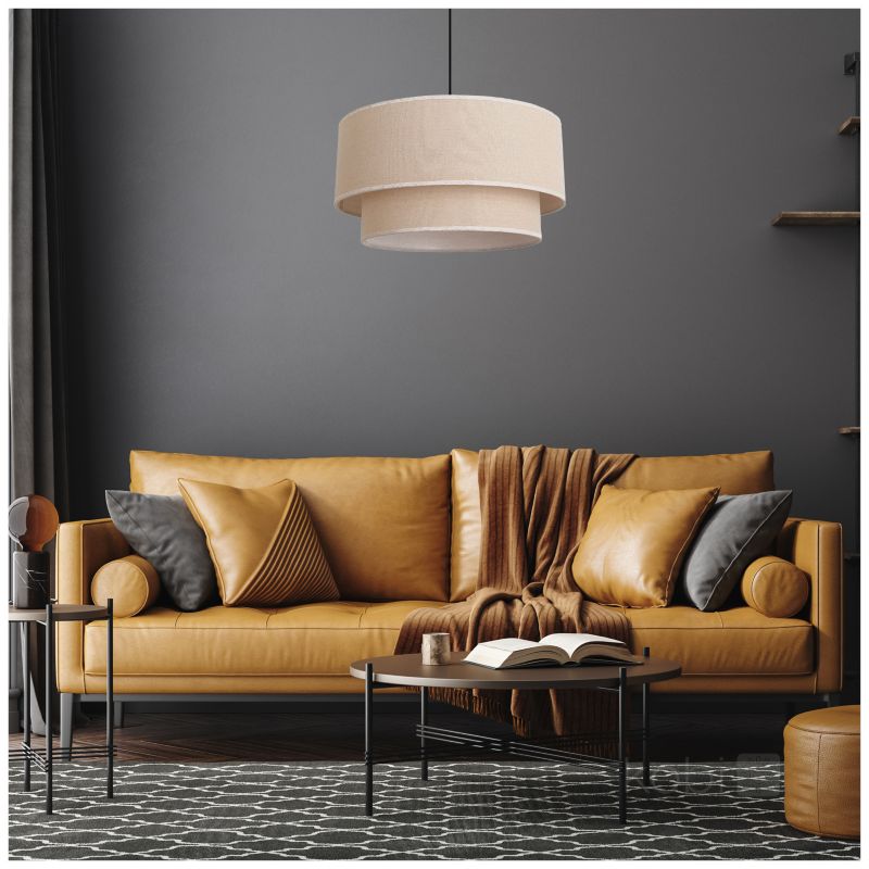 Lampa wisząca boho beżowa podwójny walec 1xE27 60W BOHO FLOXEN ROUND Kobi 1 szt.