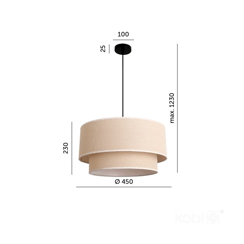 Lampa wisząca boho beżowa podwójny walec 1xE27 60W BOHO FLOXEN ROUND Kobi 1 szt.