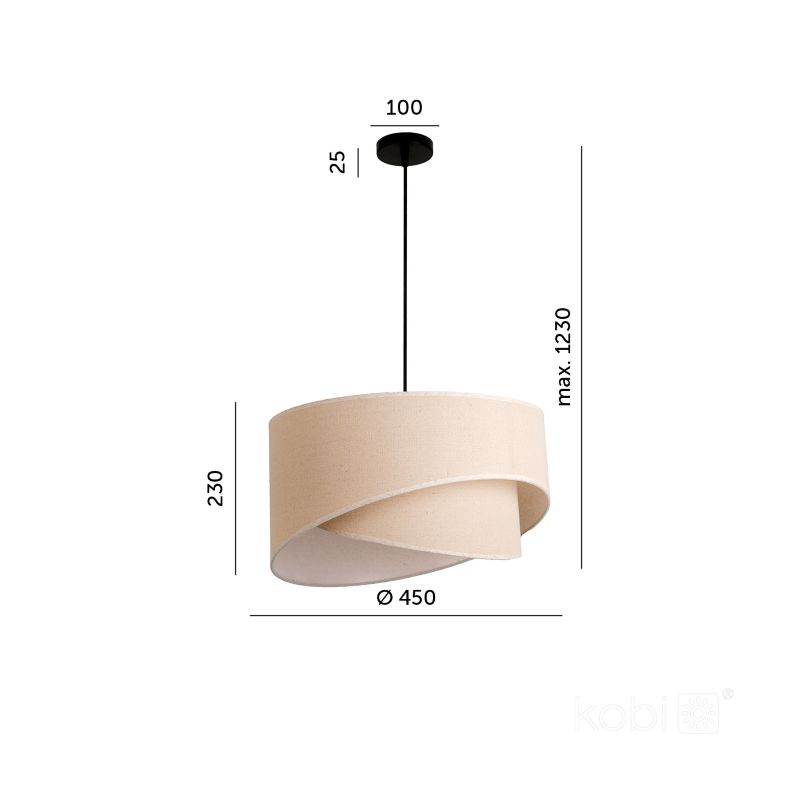 Lampa wisząca boho beżowa warstwowa ukośna 1xE27 60W BOHO FLOXEN SLANT Kobi 1 szt.