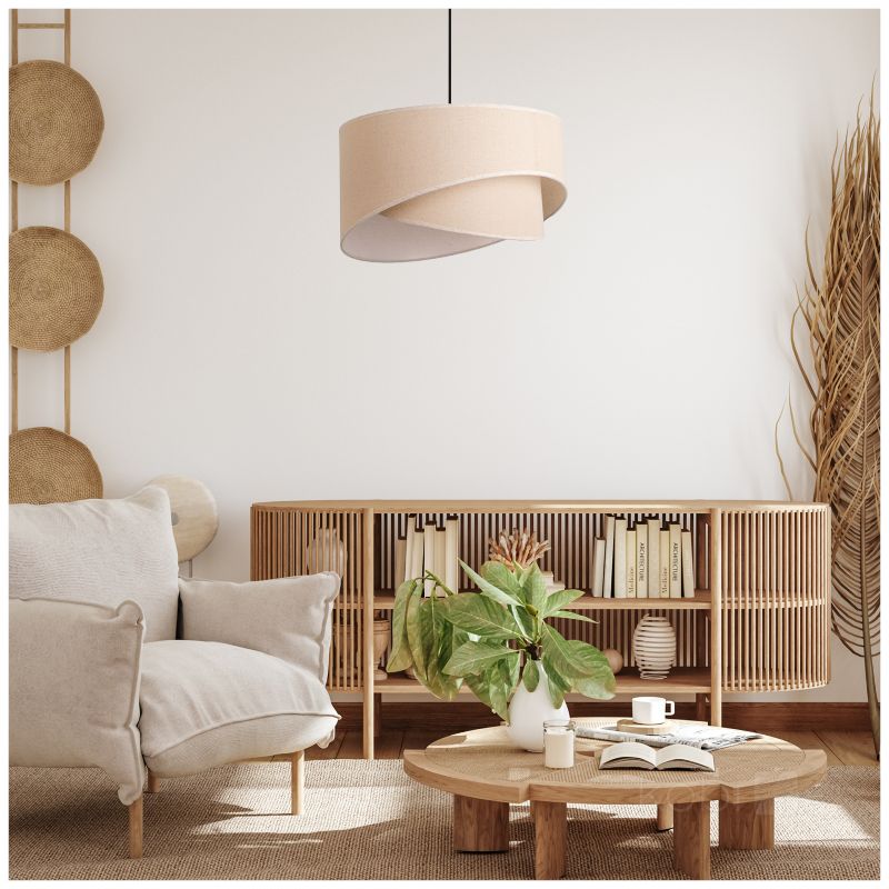 Lampa wisząca boho beżowa warstwowa ukośna 1xE27 60W BOHO FLOXEN SLANT Kobi 1 szt.