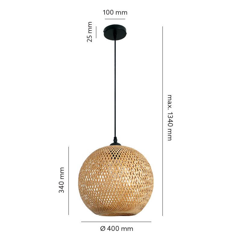 Lampa wisząca Boho Bitavia Kobi Abażur 40cm naturalna do salonu 1szt.