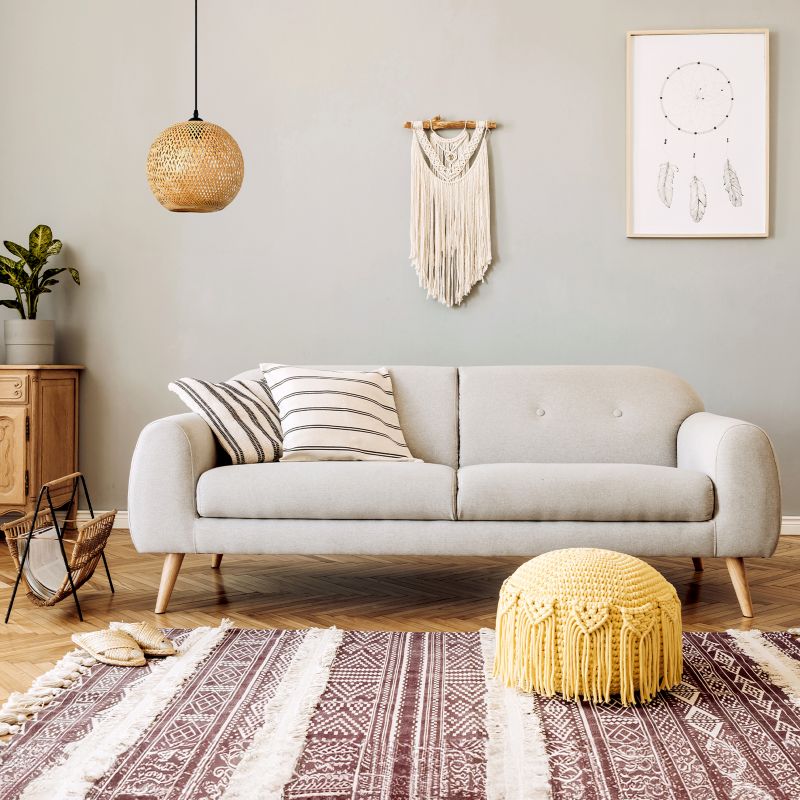 Lampa wisząca Boho Bitavia Kobi Abażur 40cm naturalna do salonu 1szt.
