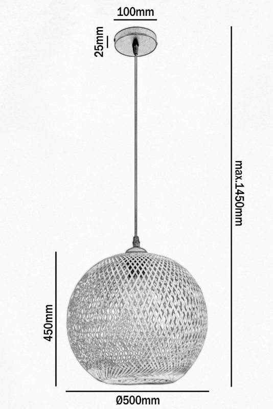 Lampa Wisząca Boho Bitavia Kobi Abażur 50cm 1szt.