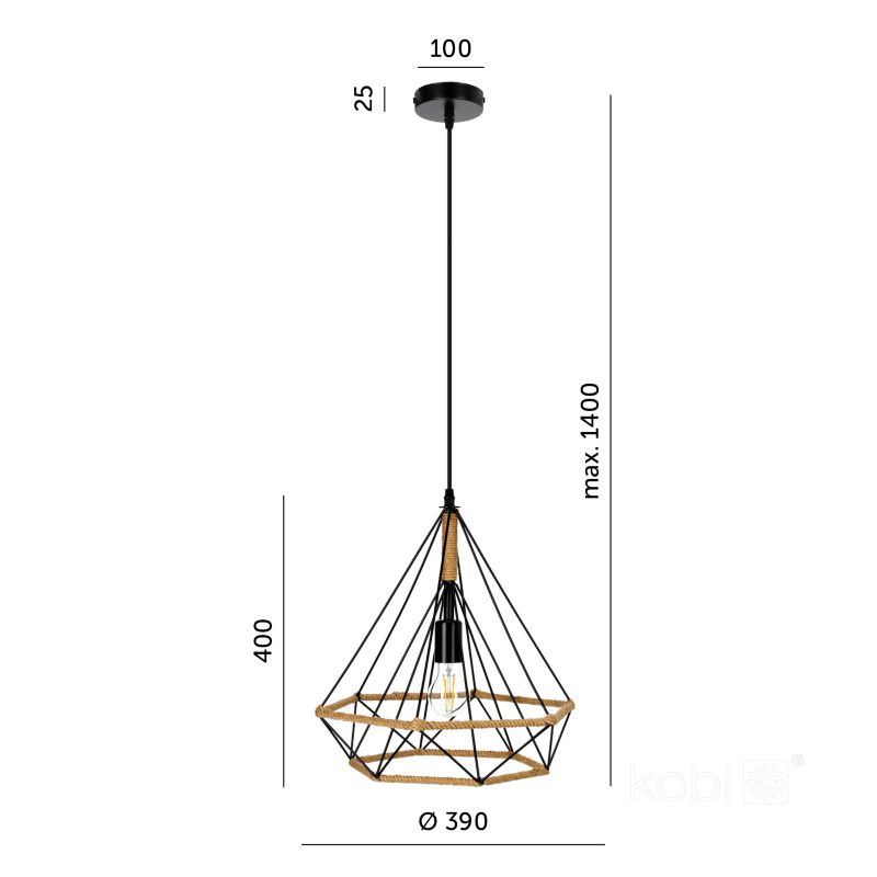 Lampa wisząca Boho Kobi Vienna 1xE27 1szt.