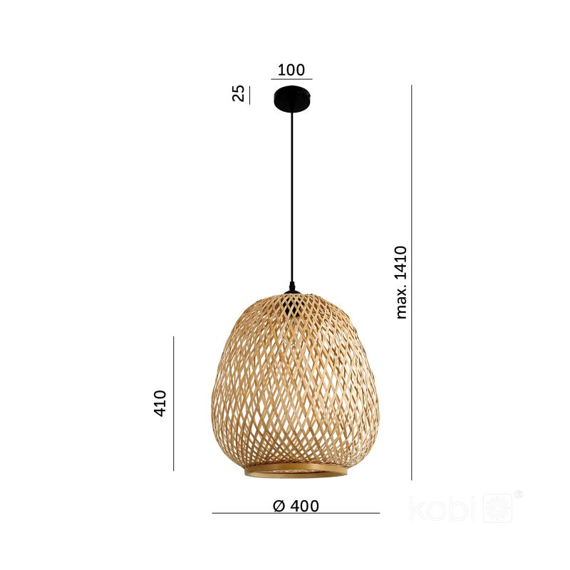 Lampa wisząca boho naturalna bambusowa pleciona 1xE27 60W BOHO BARSO Kobi 1 szt.