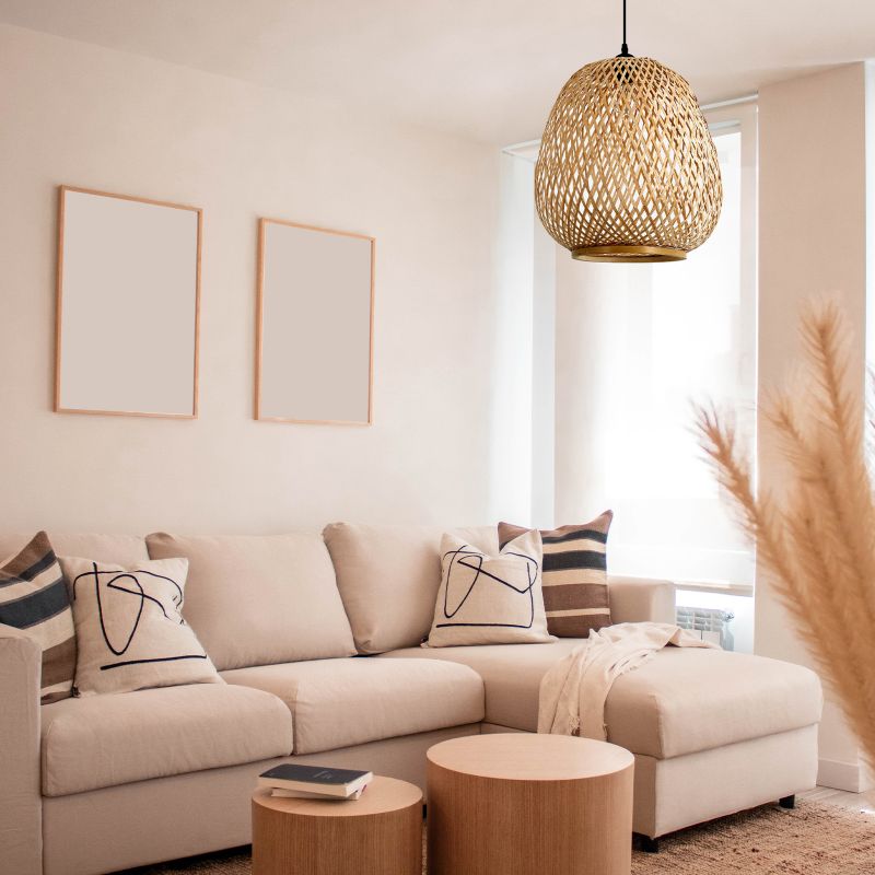Lampa wisząca boho naturalna bambusowa pleciona 1xE27 60W BOHO BARSO Kobi 1 szt.
