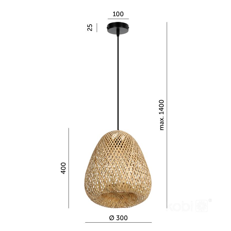 Lampa wisząca boho naturalna bambusowa pleciona 1xE27 60W BOHO BEIRUT Kobi 1 szt.