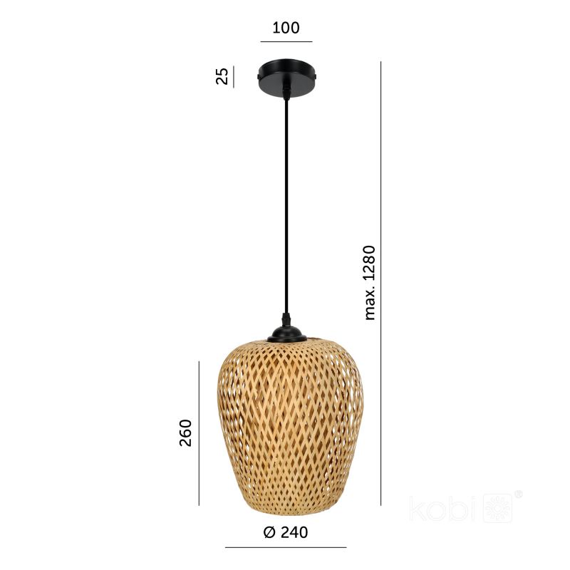 Lampa wisząca boho naturalna bambusowa pleciona 1xE27 60W BOHO BERN Kobi 1 szt.