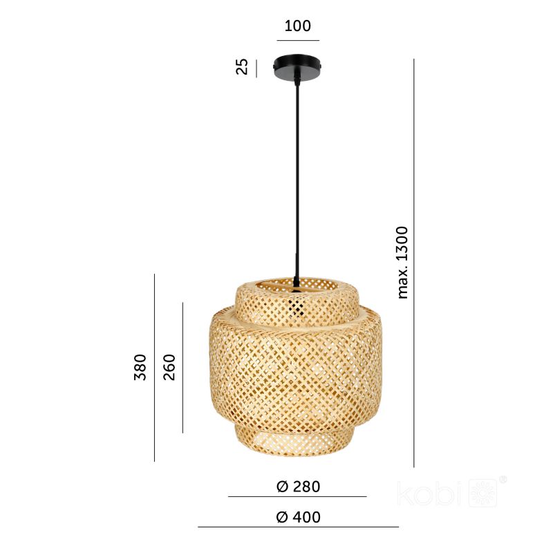 Lampa wisząca boho naturalna bambusowa pleciona 1xE27 60W BOHO BONN Kobi 1 szt.