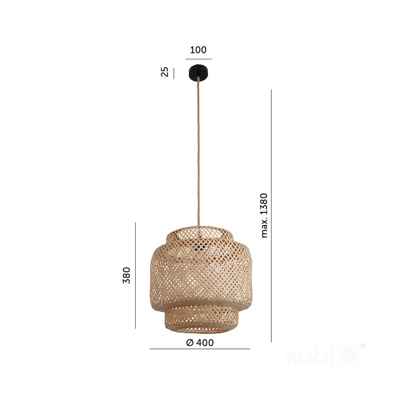 Lampa wisząca boho naturalna bambusowa pleciona 1xE27 60W BOHO BONN RB Kobi 1 szt.