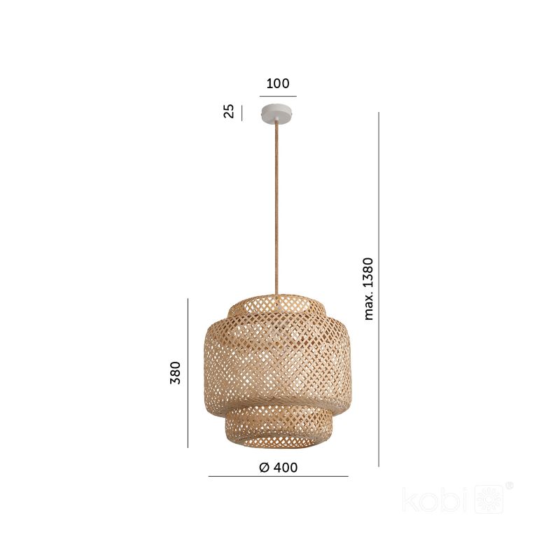 Lampa wisząca boho naturalna bambusowa pleciona 1xE27 60W BOHO BONN RW Kobi 1 szt.
