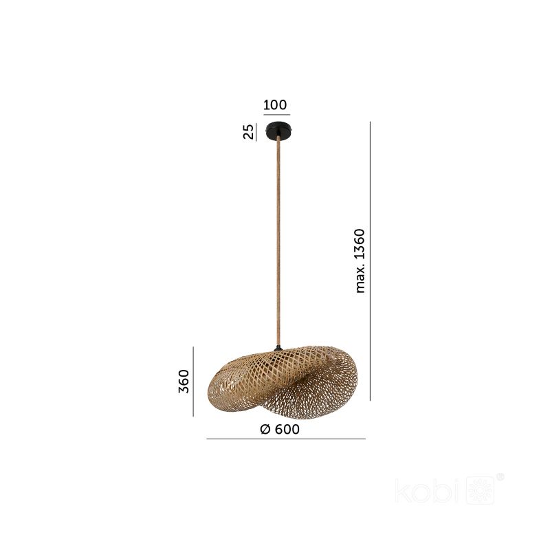 Lampa wisząca boho naturalna bambusowa pleciona falowana 1xE27 60W BOHO BRUGIA L RB Kobi 1 szt.