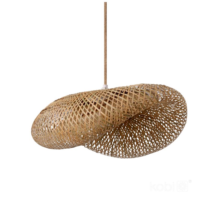 Lampa wisząca boho naturalna bambusowa pleciona falowana 1xE27 60W BOHO BRUGIA L RW Kobi 1 szt.