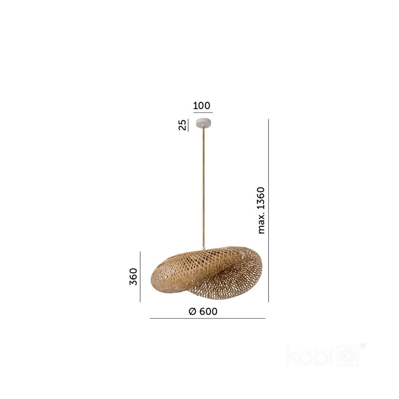 Lampa wisząca boho naturalna bambusowa pleciona falowana 1xE27 60W BOHO BRUGIA L RW Kobi 1 szt.