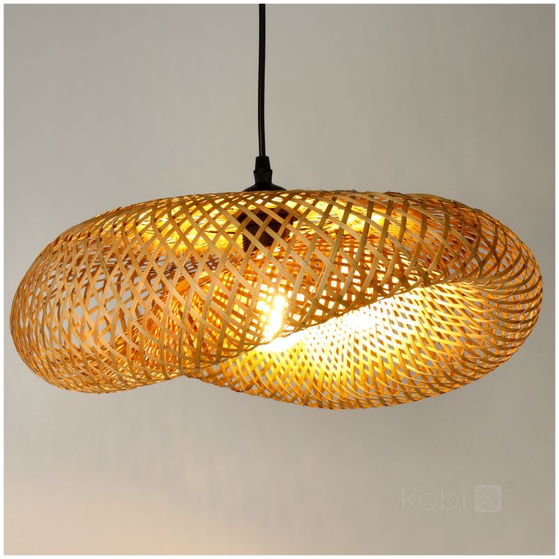 Lampa wisząca boho naturalna bambusowa pleciona falowana 1xE27 60W BOHO BRUGIA M Kobi 1 szt.