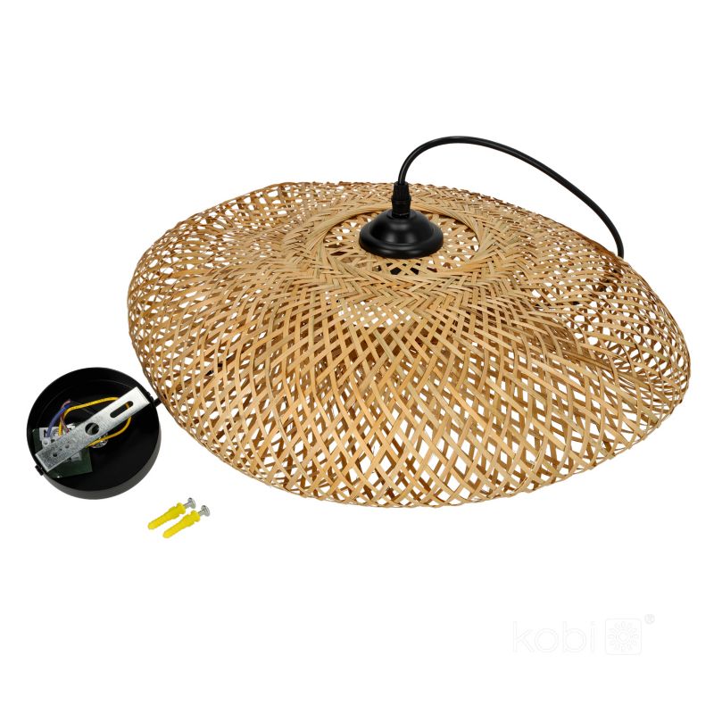 Lampa wisząca boho naturalna bambusowa pleciona falowana 1xE27 60W BOHO BRUGIA M Kobi 1 szt.
