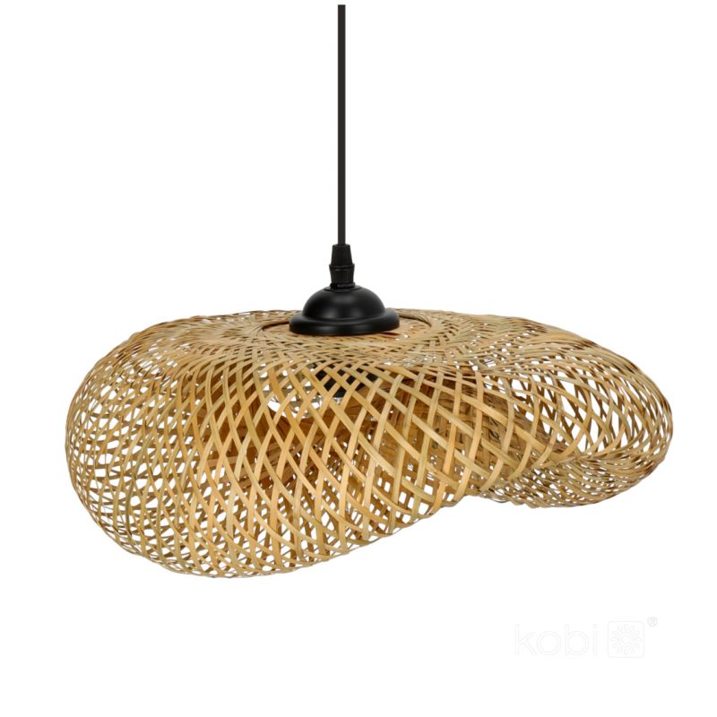 Lampa wisząca boho naturalna bambusowa pleciona falowana 1xE27 60W BOHO BRUGIA S Kobi 1 szt.