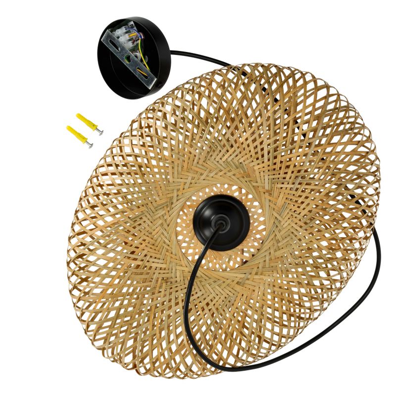 Lampa wisząca boho naturalna bambusowa pleciona falowana 1xE27 60W BOHO BRUGIA S Kobi 1 szt.