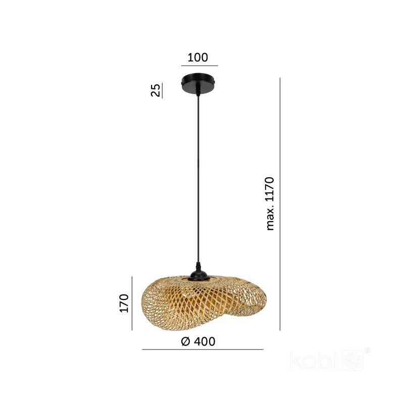Lampa wisząca boho naturalna bambusowa pleciona falowana 1xE27 60W BOHO BRUGIA S Kobi 1 szt.