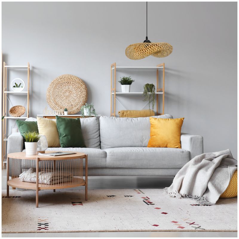 Lampa wisząca boho naturalna bambusowa pleciona falowana 1xE27 60W BOHO BRUGIA S Kobi 1 szt.