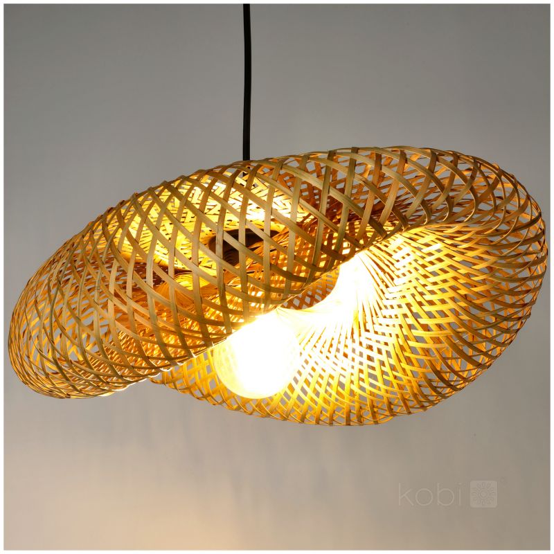 Lampa wisząca boho naturalna bambusowa pleciona falowana 1xE27 60W BOHO BRUGIA S Kobi 1 szt.